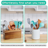 ALELION Acacia Wood Utensil Holder for Kitchen Counter - 3 Compartment Large Kitchen Utensil Caddy Organizer for Countertop - Kitchen Tool Holder for Spatula - Farmhouse Kitchen Decor Accessories ALELION