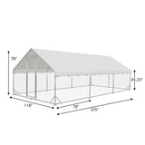 Outdoor Metal Chicken Coop,Metal Chicken Coop with Run,Walk-in Poultry Cage Spire-Shaped Chicken Run with Waterproof and Anti-Ultraviolet Cover for Outside,Backyard and Farm,19.6'x9.8'x6.4' HOOYEAH