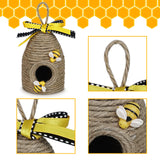 Rustic Bumble Bee Hive Decor - 3 Pack Natural Bee House, Spring/Summer Farmhouse Kitchen Table Tiered Tray Decor CRCZK