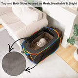 LUCKITTY Portable Cat Litter Box Enclosure, Pop Up Hidden Litter Box Furniture with Big Pocket for Living Room, Bedroom, Made by Waterproof Oxford & Breathable Mesh, Black-Rainbow, 32" L×19" W×19" H LUCKITTY