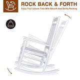 MUPATER Outdoor Rocking Chair Set 3-Piece Patio Wooden Rocker Bistro Set with Foldable Table and Curved Seat, White MUPATER