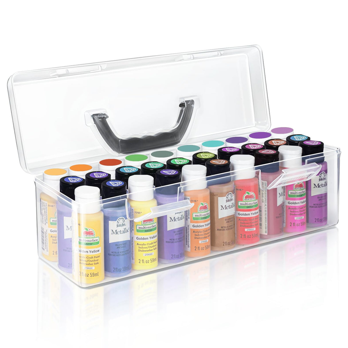 Vowcarol Acrylic Paint Storage Box, 30 Bottles Capacity Acrylic Paint Organizer for 2 fl. oz Bottles, Craft Organizer Vowcarol