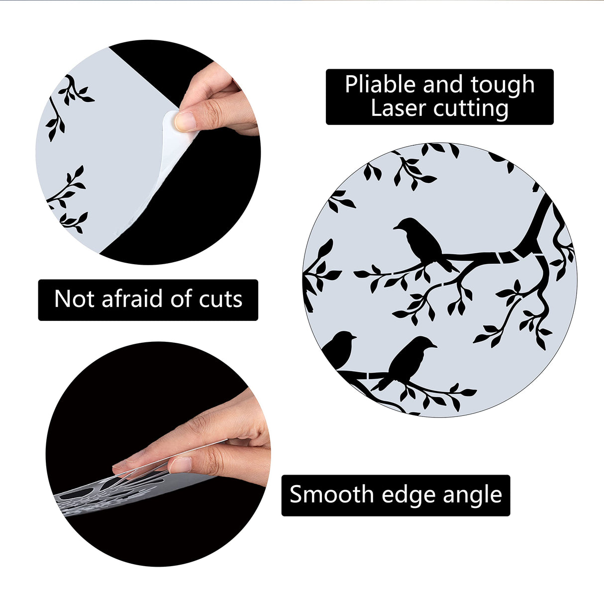GORGECRAFT Tree Stencil Template Bird Large 11.8x11.8 Inch Reusable Birds on Tree Stencil Leaf Silhouette Sign Home Decor Hummingbird Template for Painting on Wood Wall Scrapbook Card Floor Drawing GORGECRAFT