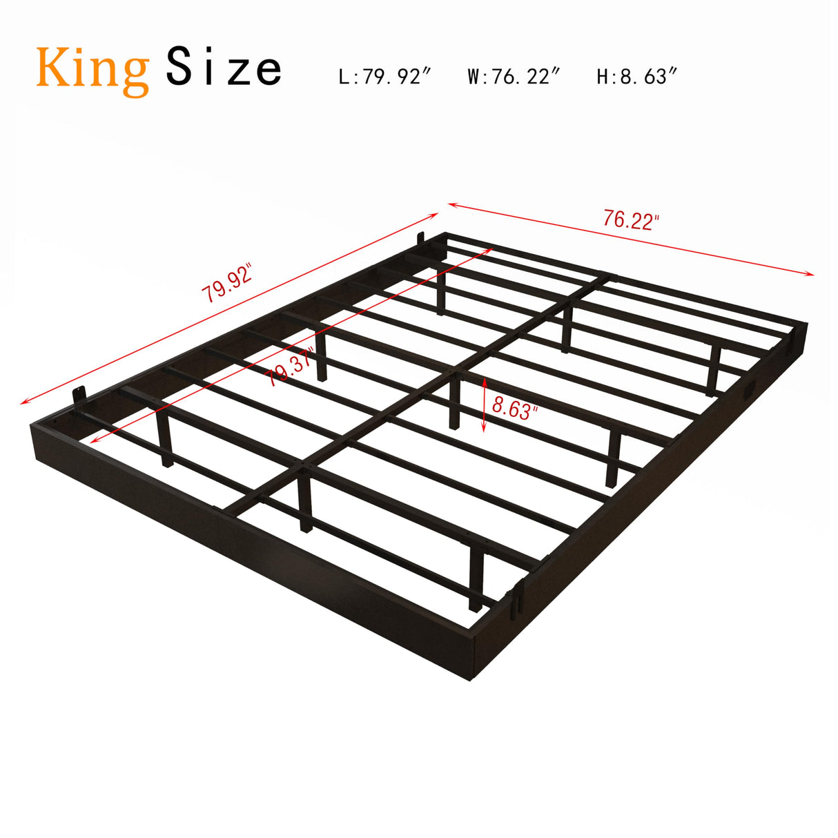 Muluflower Floating Bed Frame King Size with LED Lights and Charging Station, Black PU Metal Platform Bed Frame, Easy Assembly, No Box Spring Needed (King) Muluflower