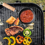 HyzaPhix Cast Iron Sauce Pot and BBQ Mop Brush Set for Grilling, BBQ Basting Set with Saucepan and Brush Barbecue Accessories Meat Smoker Accessories Gift for Men (Black) HyzaPhix