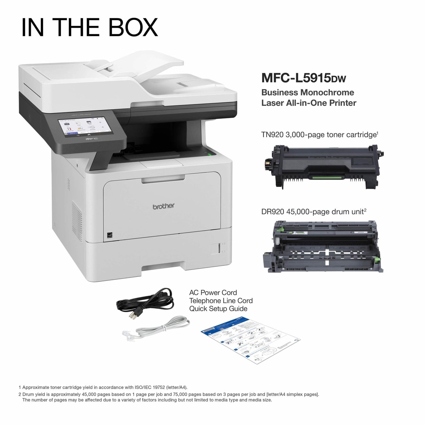 Brother Monochrome Laser Printer, Multifunction All-in-One Printer, MFC-L5915DW, Wireless Networking, Mobile Printing & Scanning, Duplex Print, Copy & Scan, Amazon Dash Replenishment Ready