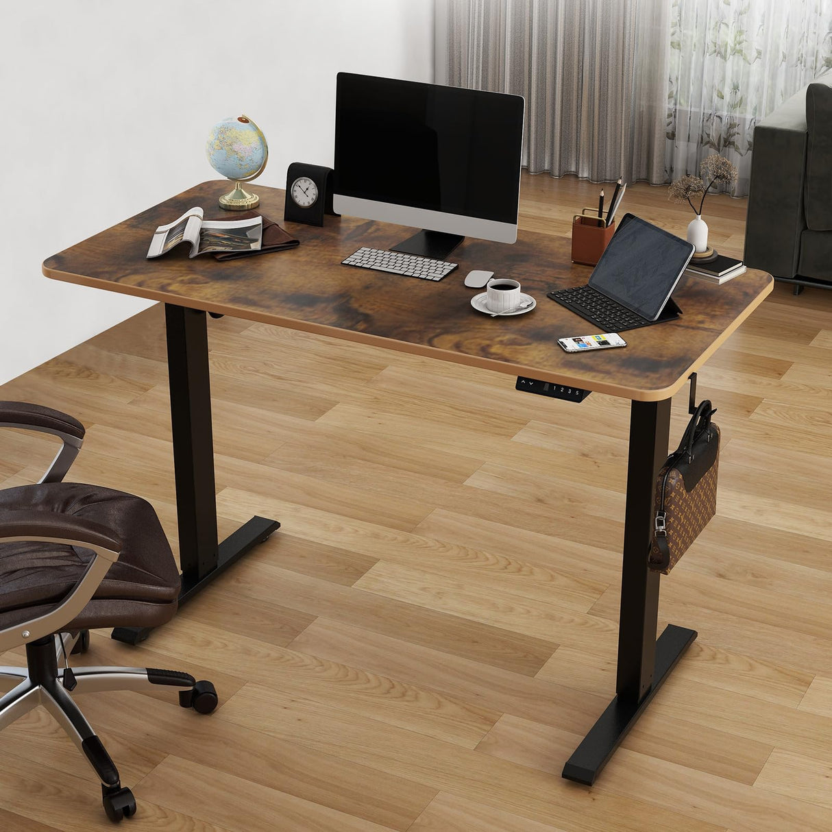 ESpefy Standing Desk Frame- Stand Up Desk Adjustable Frame for 43''-70'' Tabletop, Sit Stand Desk Legs, Ergonomic Electric Standing Desk Base Desk Base with Smart Controller System (Frame Only) Black ESpefy