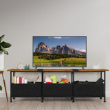 CADUKE TV Stand with Storage Drawers, Farmhouse Entertainment Center for 50/55/60 inch Television, Industrial TV Console Table for Living Room and Bedroom, Brown (Brown) CADUKE