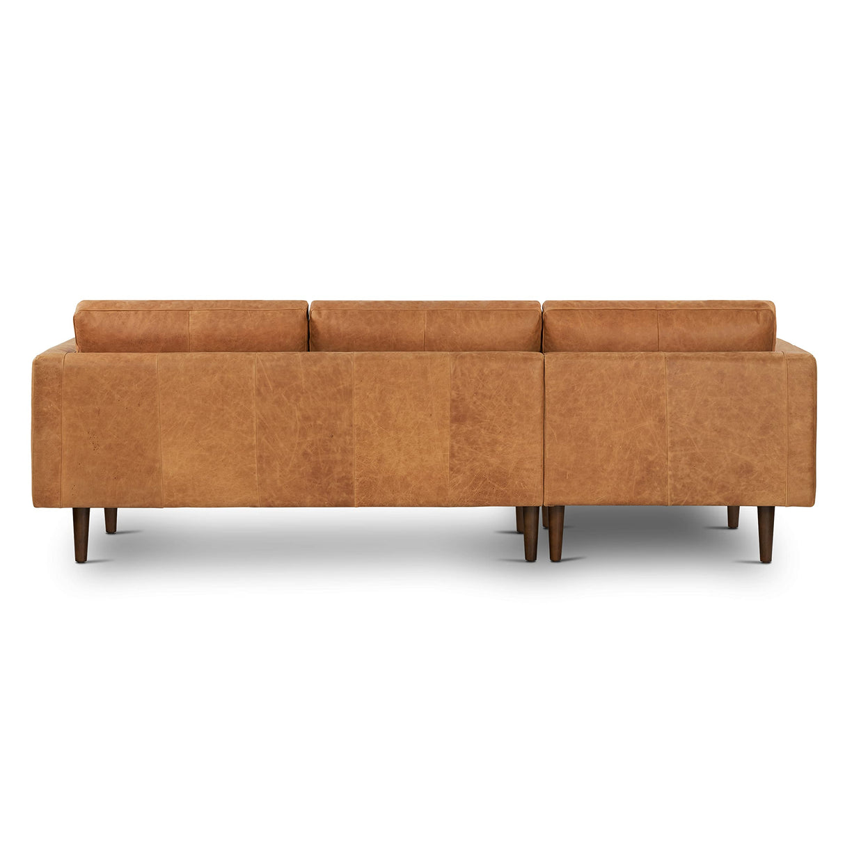 POLY & BARK Napa Leather Couch – Left-Facing Sectional Full Grain Leather Sofa with Tufted Back with Feather-Down Topper On Seating Surfaces – Pure-Aniline Italian Leather – Cognac Tan POLY & BARK