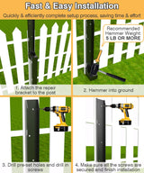Mokeyder Fence Post Anchor Kit, Heavy Duty Metal Steel Fence Post Repair Kit, Fence Post Anchor Stakes Ground Spike for Repairing Tilted/Broken Wood Fence Post, Metal-Plate Style, 1 Pack Mokeyder