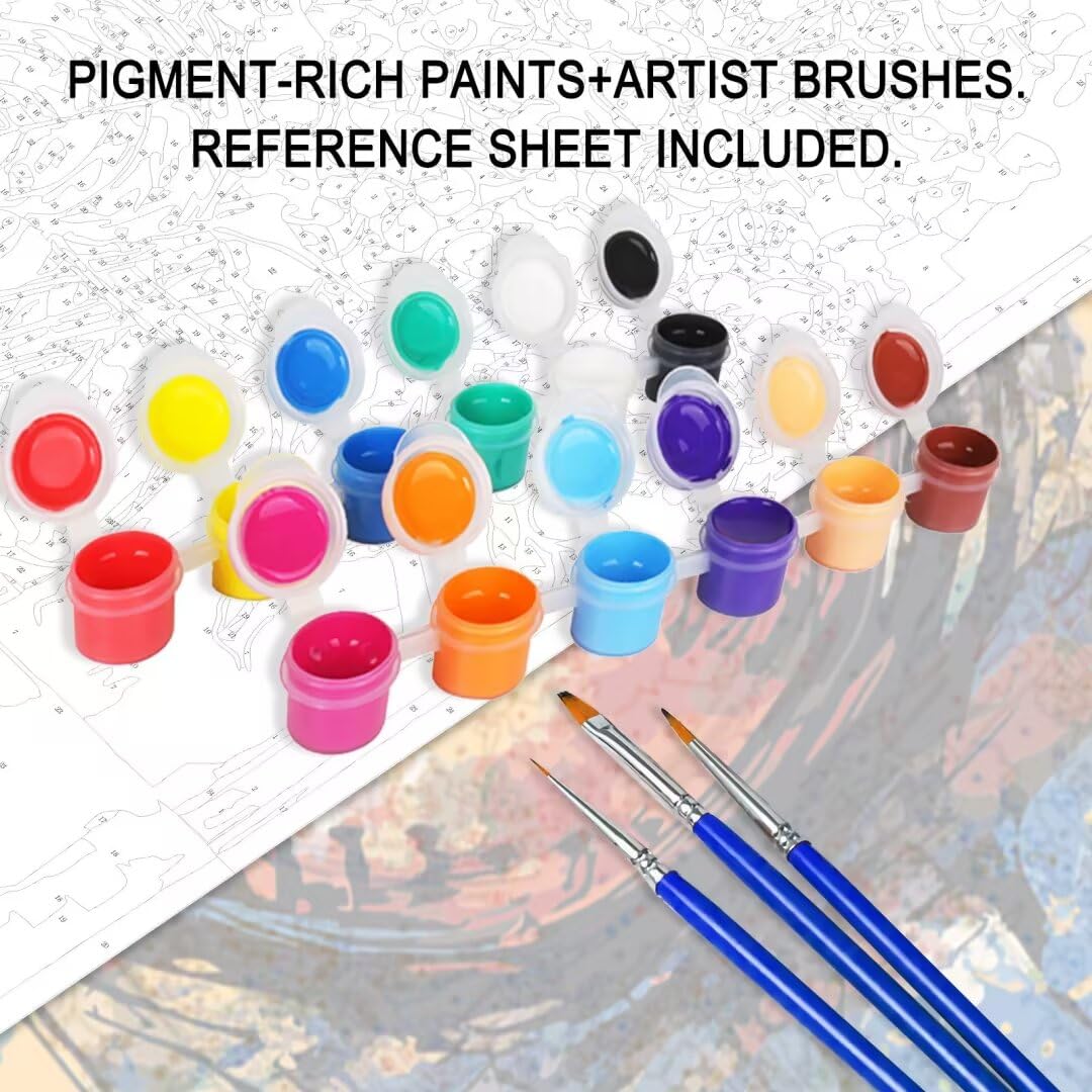 African Black Girl Paint by Number Afro Boho Women Painting Style DIY Painting On Canvas with Brushes Acrylic Paints Summer Seascape Paintwork for Adults , Kids Beginner 16x20 Inch Gift（Frameless） TUMOVO