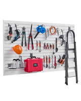 VEVOR Slat Wall Paneling, 8 x 4 ft, PVC Garage Slatwall with Accessories, White Slat Wall Easy-to-Install Adjustable Slatwall Panel with Coupling Structure & DIY Cutting, Fits for Storage & Display VEVOR