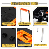 LEADALLWAY 7-in-1 Workbench Folding with Power Outlet and 33FT Long Power Cord Painted Work Table as Workbench, Scaffold,Platform,Sawhorse,Car Creeper and Hand Truck with 4 Wheels, Black LEADALLWAY