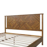 Ethan King Platform Bed Frame with Headboard - Stylish Acacia Wood in Rustic Dark Brown Finish Bme