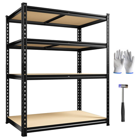 DurayLoly 40" W Garage Shelving, 4 Tier Storage Shelves Load 2000 lbs, Adjustable Garage Shelves, Metal Shelving Unit for Warehouse, Basement, Pantry, 40" Wx 16" D x 60" H, Black DurayLoly