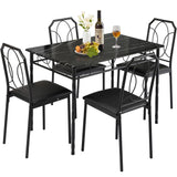 VECELO 5-Piece Dining Set - Industrial Counter Height Table and 4 Chairs for Kitchen & Breakfast Nook VECELO