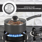 Utopia Kitchen Nonstick Saucepan Set with Lid, 1 Quart and 2 Quarts Multipurpose Pots Set for Home Kitchen or Restaurant (Grey-Black) Utopia Kitchen