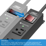 CRST 6 Outlet Heavy Duty Power Strip with Switch, 15A/1875W Metal Mountable Power Strip Surge Protector 2100Joules, Wide Spaced Power Bar for Garage Worshop Home School, 6 FT Cord CRST