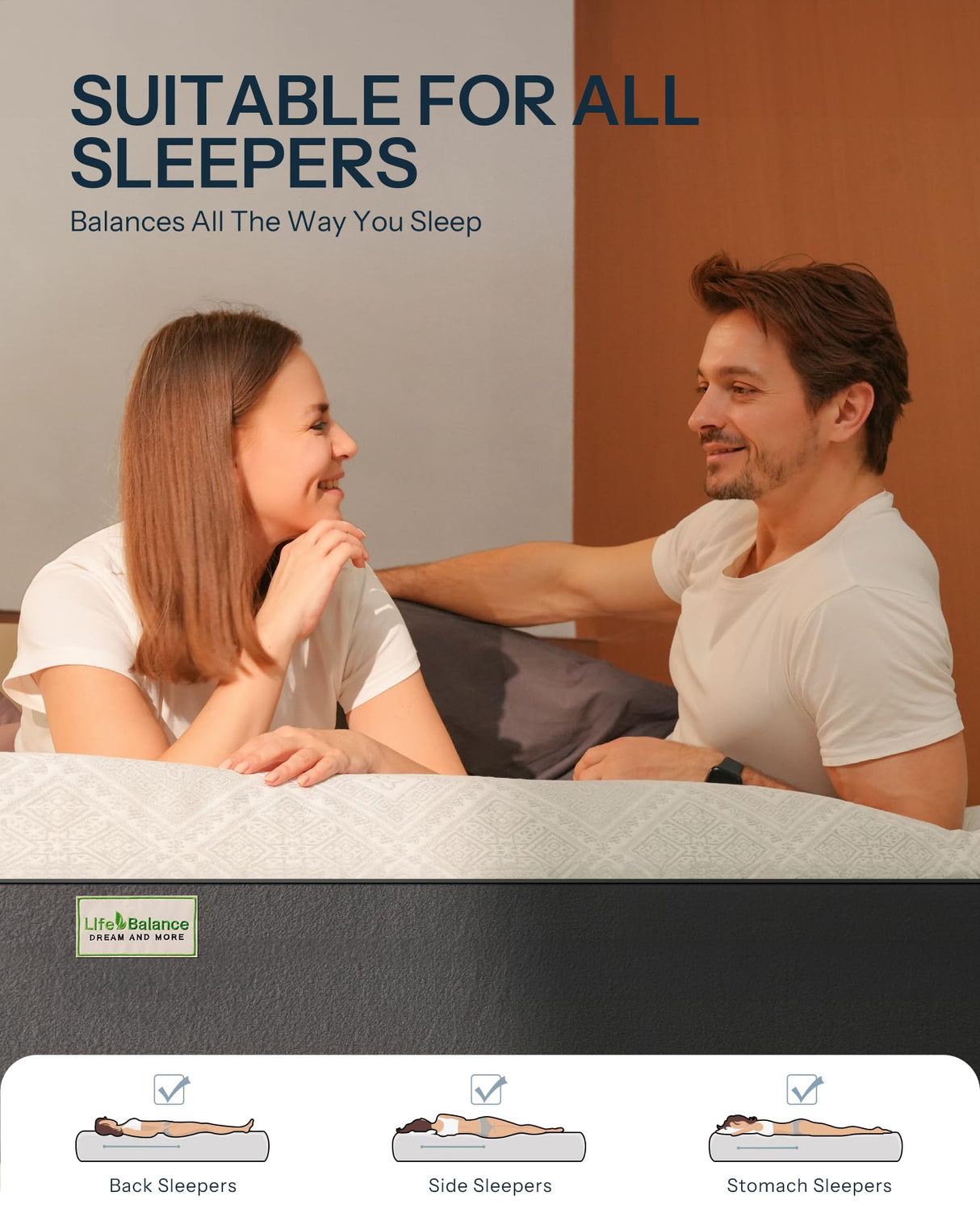 King Size Mattress, 10 Inch Cooling-Gel Memory Foam King Bed Mattress Made in USA, Pressure Relief, Motion Isolation, Breathable Fabric, Mattresses in a Box for Optimal Sleep Quality, CY-10-K Life Balance