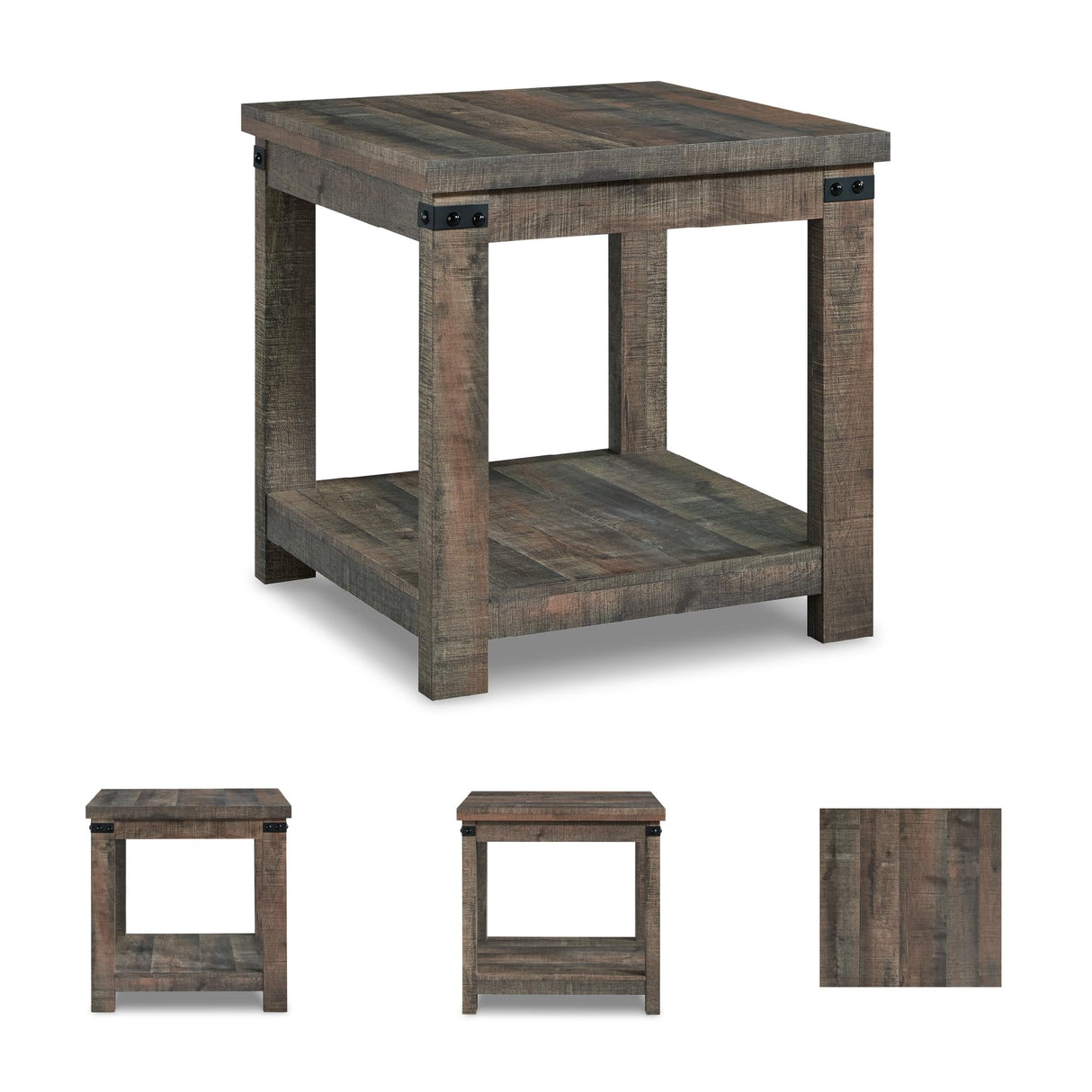 Signature Design by Ashley Hollum Rustic End Table with Shelf, Dark Brown Signature Design by Ashley