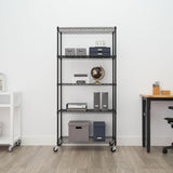 NEAT by TRINITY 5-Tier Adjustable Wire Shelving with Wheels, Wire Shelf Rack for Kitchen Organization, Garage Storage, 400 to 2000 Pound Capacity, NSF Certified, 36” x 18” x 72”, Black NEAT by TRINITY