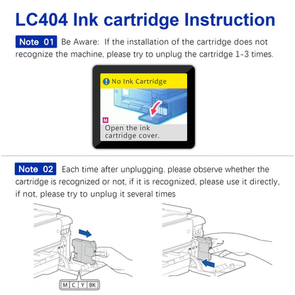 Valinkso LC404 Ink Cartridges Replacement for Brother Ink Cartridge LC 404 Color Standard Yield Compatible for Printer MFC-J1205W MFC-J1215W MFC-J1205W XL(4 Pack,1 Black 1 Cyan 1 Magenta 1 Yellow)