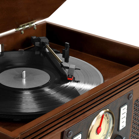 Victrola 8-in-1 Bluetooth Record Player & Multimedia Center, Built-in Stereo Speakers - Turntable, Wireless Music Streaming, Real Wood | Espresso Victrola