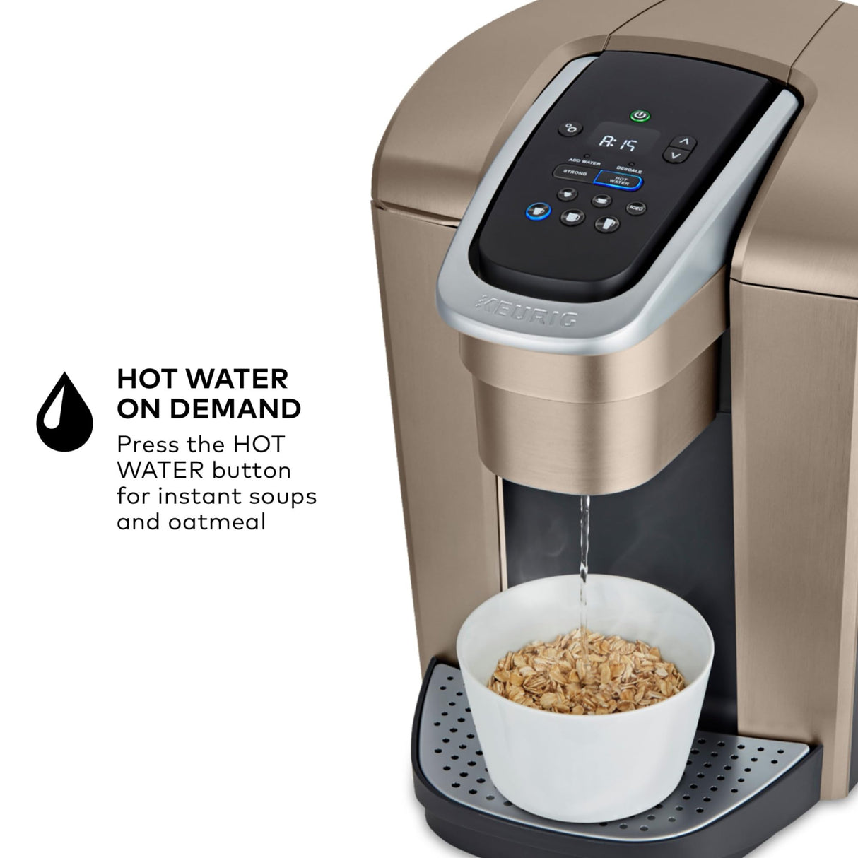 Keurig K-Elite Single Serve K-Cup Pod Coffee Maker, with Strength and Temperature Control, Iced Coffee Capability, 8 to 12oz Brew Size, Programmable, Brushed Gold Keurig