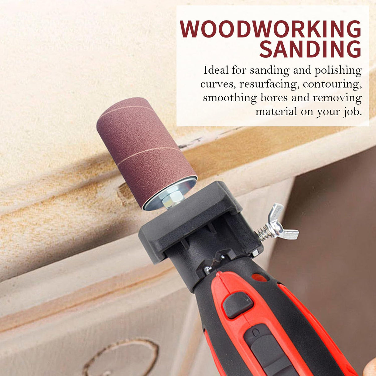 Socpuro 20 Piece Drill Press Sanding Drum Kit, 80/120 Grit Sanding Band Sleeves Rubber Sanding Drum for Woodworking Socpuro