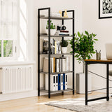 NUMENN Bookshelf, 5 Tier Bookshelves, Home Office Bookcase Shelf Storage Organizer, Free Standing Storage Shelving Unit for Bedroom, Living Room and Home Office, Grey NUMENN