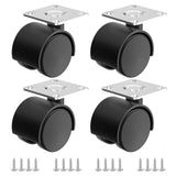1.5 Inch Furniture Caster Wheels, Plastic Casters Set of 4, Plate Swivel Nylon Small Casters for Carts, Furniture, Baby Bed, Kitchen, Cabinet, Table (with Stainless Steel Screws) ANDUTEES