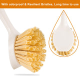 FunCee 2 Pack Kitchen Dish Brushes with Bamboo Handle, Dish Scrubber Built-in Scraper, Scrub Brush for Pans, Pots, Counter & Kitchen Sink Cleaning, Dishwashing and Cleaning Brush Tools, White FunCee
