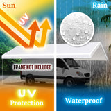 BenefitUSA Muli-ti Size Carport Replacement Canopy Garage Top Tarp Shelter Cover w Ball Bungee Cords, Canopy Onl with Edge (12'x20') BenefitUSA