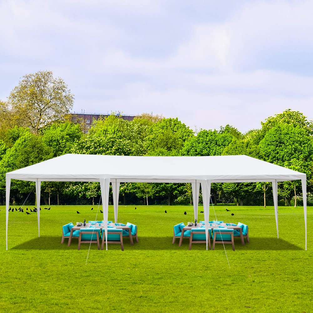 SEALAMB 10x30 FT Party Tent Without Sidewalls, Large Tents for Parties Outdoor Patio Party Tent Wedding Tents with Ropes and Ground Stakes for Backyard and Garden