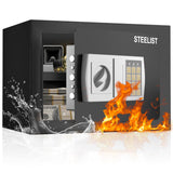 STEELIST 0.8 Cubic Fireproof Waterproof Safe, Security Digital Box with Removable Shelf, Cash Box for Home, Fireproof Safe for Documents, Jewelry, Gun, Valuables, Safety Box, Black STEELIST