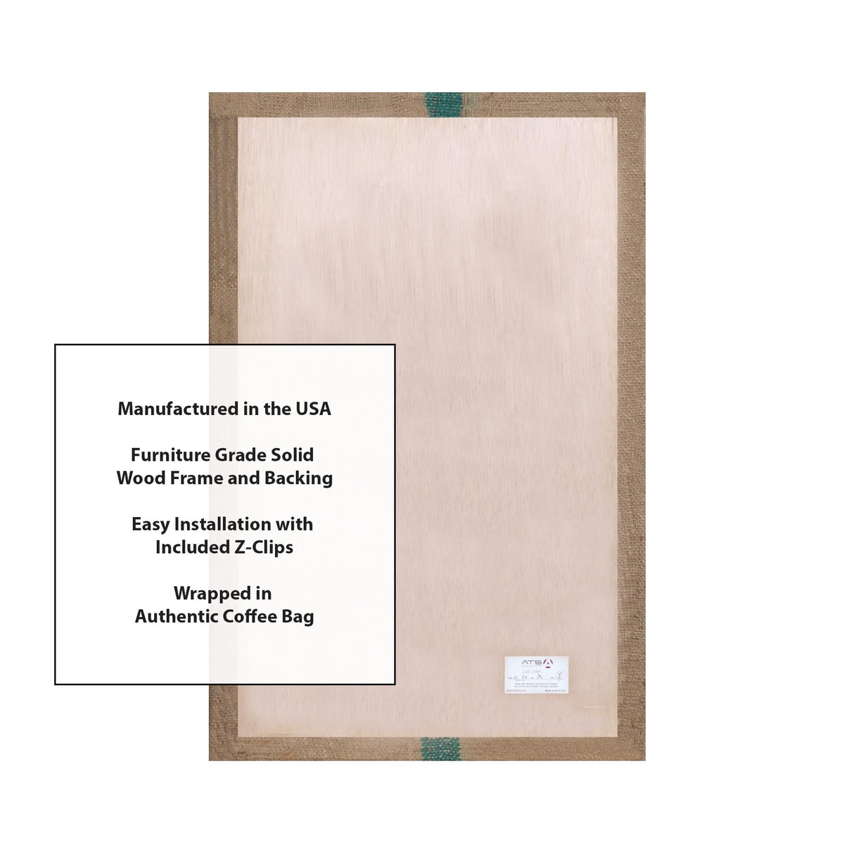 ATS Acoustics Sound Absorbing Acoustic Panel Authentic International Coffee Bean Burlap Bag Cafe Wall Art 24" x 36" x 2" ATS Acoustics