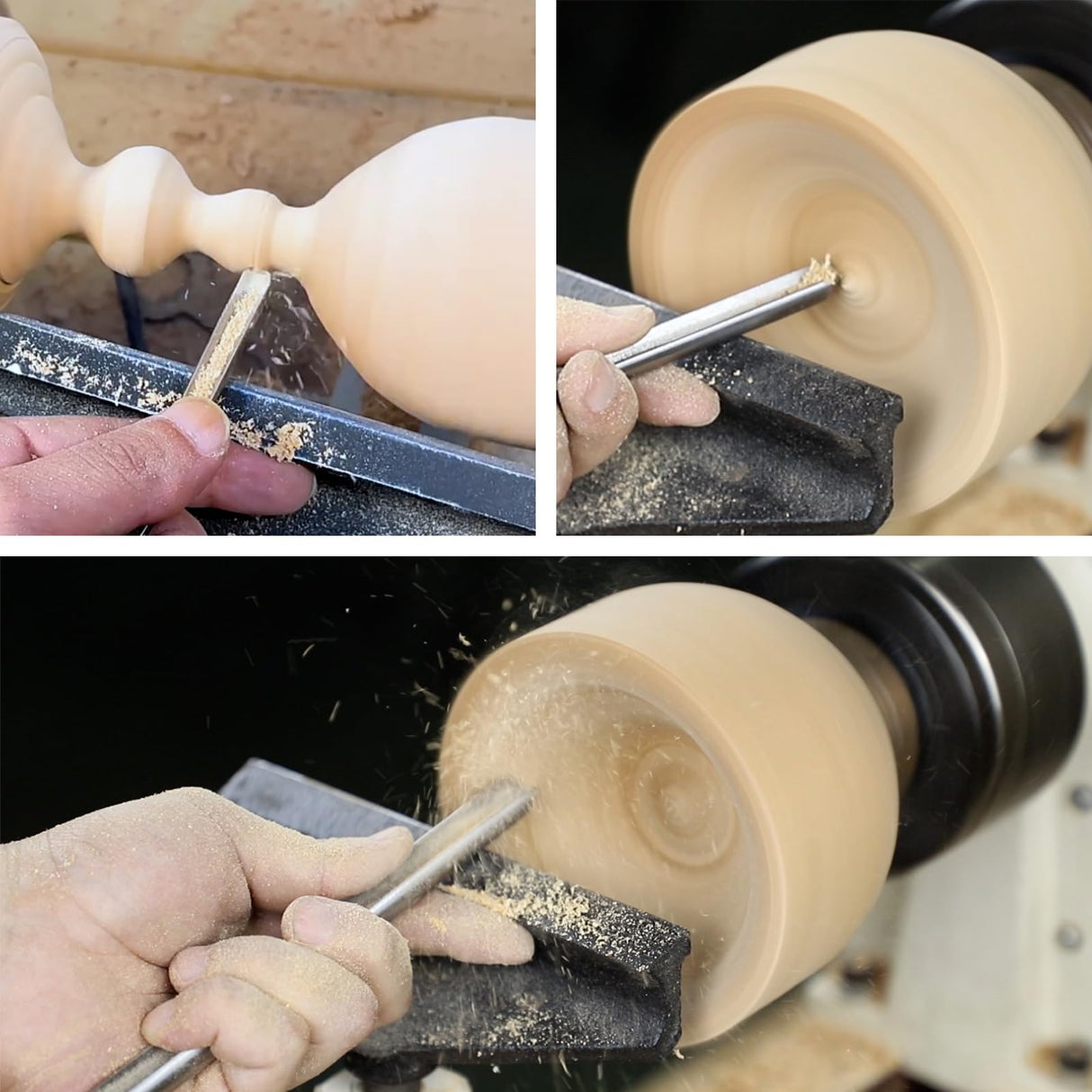 DEEFIINE 3 Pcs HSS Bowl Gouge Lathe Chisel Set, Wood Lathe Bowl Turning Tools with Wooden Box, 1/4-Inches, 3/8-Inches and 1/2-Inches chisels for woodturning DEEFIINE