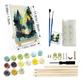 JOOZ Forest Paint by Numbers Kit for Adults with Frame, Adult Paint by Number Kits with Easel, DIY Abstract Forest Landscape Oil Painting Kit for Home Wall Decor 8x12 Inch JOOZ