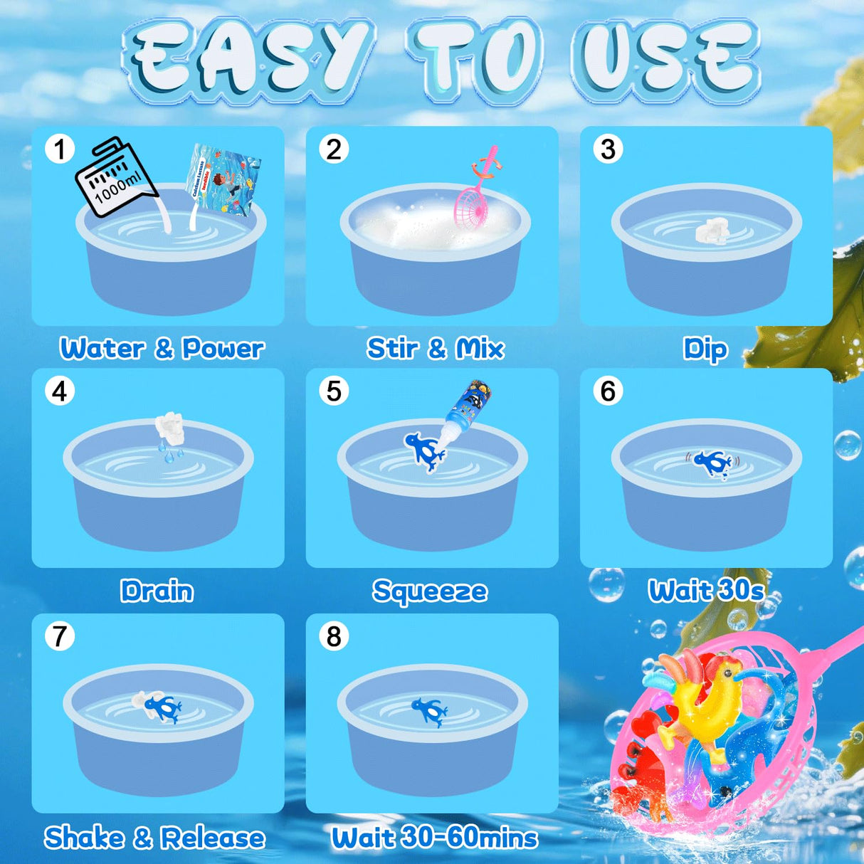 KAISASA Magic Water Elf Toy Kit, Aqua Fairy Water Gel Kit for Kids with 24 Magic Gels, Aqua Fairy kit with 24 Shape Molds, DIY Creative Art Crafts Kits, Birthday Gifts & Party for Girls and Boys KAISASA