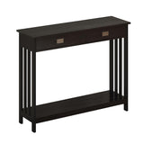 ChooChoo Black Entryway Table with Drawer, Narrow Console Table, Sofa Table with Storage Shelf for Entryway, Living Room and Hallway ChooChoo