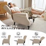 Jocisland Recliner Chair, Accent Wingback Chairs for Adults Living Room Bedroom, Small Tufted Push Back Club Single Sofa Armchair (Beige) Jocisland