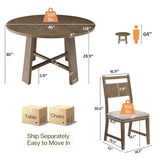 Jocisland Round Solid Wood Dining Table Set for 4, 5-Piece Mid-Century Kitchen & Dining Room Furniture with Padded Chairs, Space-Saving Design, Radial Grain Finish, Easy Assembly Jocisland