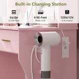 Small Vanity Desk with Mirror and Lights, Makeup Vanity with LED Lights, Pink Vanity Mirror with Lights Desk and Chair, 3 Lighting Adjustable Compact Vanity Mirror with Lights for Women, Girls HUANLEGO