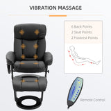 HOMCOM PU Leather Massage Recliner Chair with Ottoman 10 Point Vibration Swiveling Armchair, Black HOMCOM