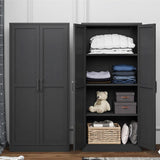 MIOCASA Metal Pantry Cabinet with Adjustable Shelves, Heavy-Duty Metal Storage Cabinet with 2 Doors Organizer for Kitchen, Office, Garage (Black) MIOCASA