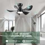 Kviflon Ceiling Fans with Lights and Remote/APP Control, 30 inch Low Profile Ceiling Fans with 5 Reversible Blades 3 Colors Dimmable 6 Speeds Ceiling Fan for Bedroom Kids Room Dining Room, Black Kviflon