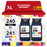 myCartridge SUPRINT Remanufactured Ink Cartridge Replacement for Canon 240XL 241XL Combo Pack PG-240 CL-241 for PIXMA MG3620 TS5120 MG3520 MG3600 MG3220 Printer (1 Black, 1 Tri-Color, 2 Pack) myCartridge SUPRINT