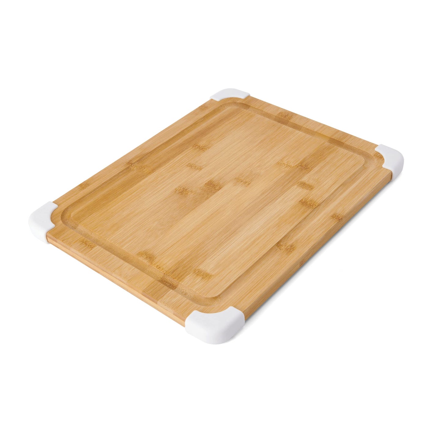 Farberware Nonslip Bamboo Cutting Board with Juice Groove, 11x14 Inch, White - WoodArtSupply