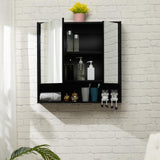 ALIMORDEN Medicine Cabinet with Mirror and Shelves, Oversized Bathroom Wall Storage Organizer Over The Vanity, Toilet, Recessed or Surface Mount, 30.4" L x 29.5" H, Black ALIMORDEN