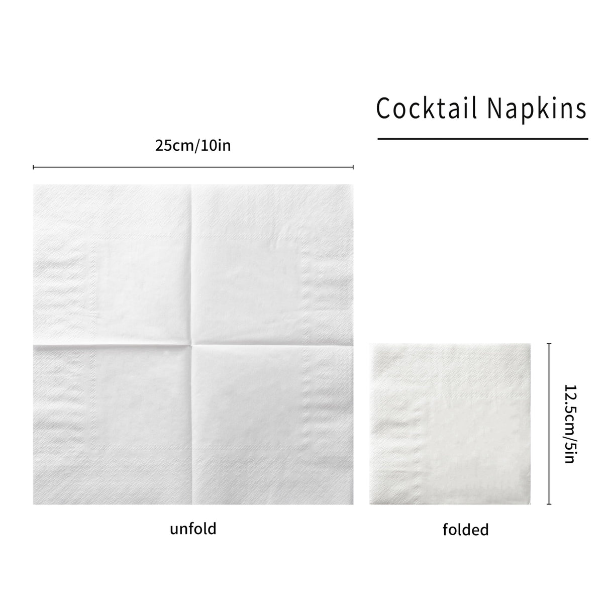100 Pack Cocktail Napkin 2-Ply Dessert Napkins Folded 5 x 5 Inches Disposable Napkins for Dinner Wedding Birthday Baby Shower Party Bridal Anniversary Reception Event (100, White) BEFORYOU